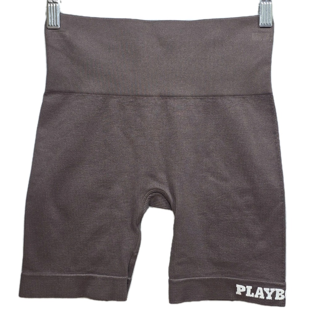 Playboy x Pacsun Athletic Biker Shorts Womens S Brown Bunny Logo‎ Compression